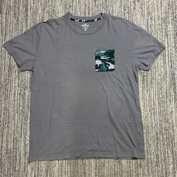 Hollister Mens Oversized Small Pullover Crewneck T Shirt Gray Camo Short Sleeve‎ - Picture 1 of 5